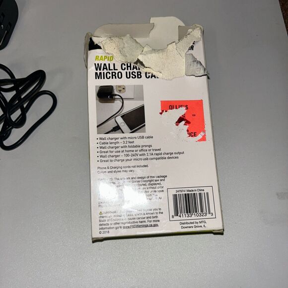 PowerXcel - Wall Charger with USB Cable 2.1A - All In One Black - Picture 2 of 3